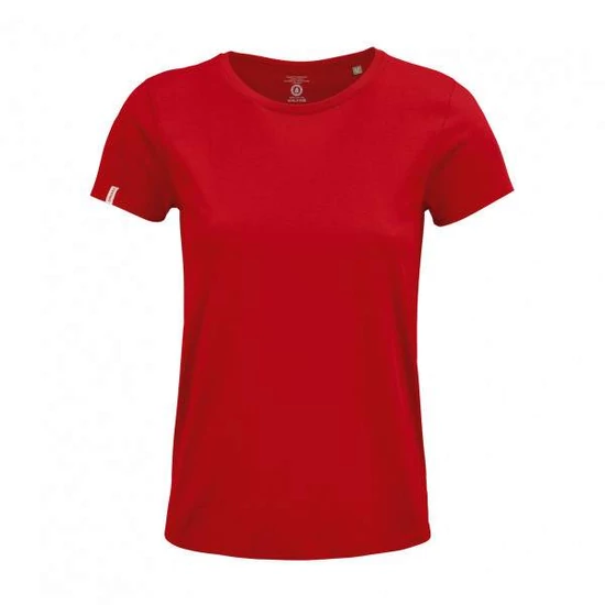 Dressa Basic női környakú rövid ujjú biopamut póló- piros (S-3XL)