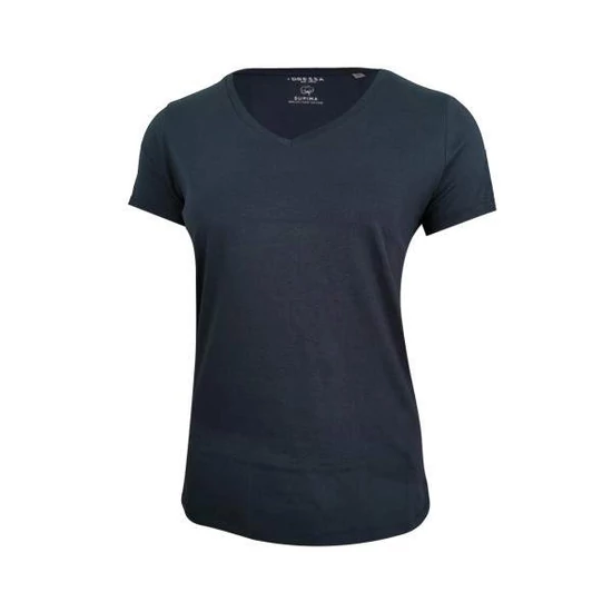 Dressa Supima női V nyakú pamut póló - sötétkék (XS-XXL)