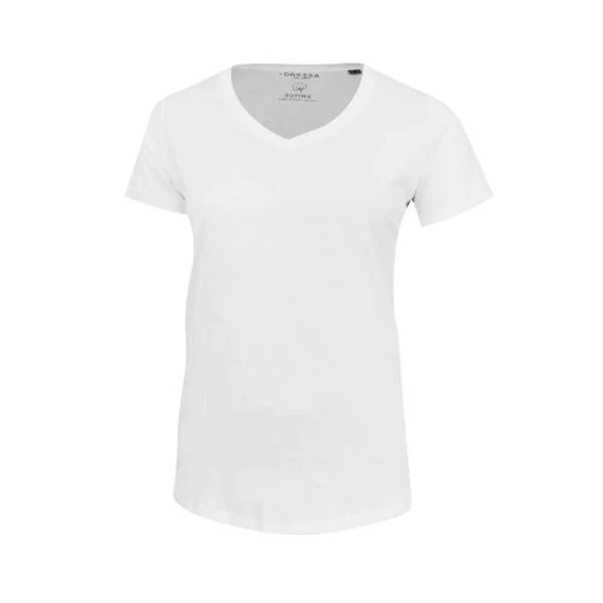 Dressa Supima női V nyakú pamut póló - fehér (XS-XXL)