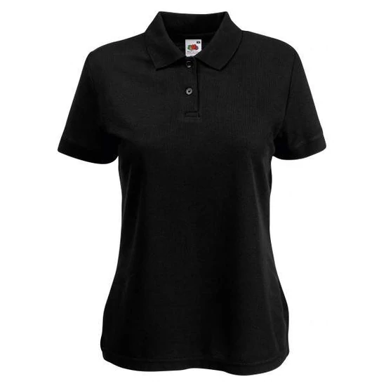 Fruit of the Loom 63212 Lady-Fit női galléros rövid ujjú póló- fekete (S-XXL)