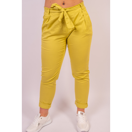 MASNEE női masnis nadrág-  sárgás zöld (S-XL)