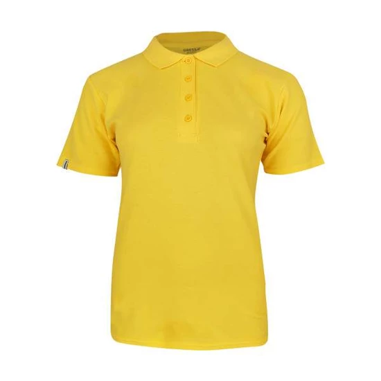Dressa Basic női rövid ujjú pamut galléros piké póló-sárga (S-XXL)