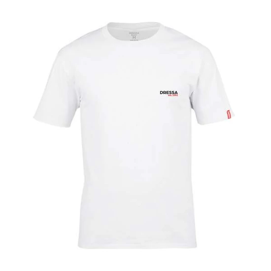 Dressa Logo környakú rövid ujjú pamut póló - fehér (S-4XL)