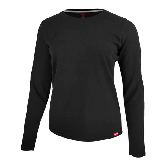 Dressa Premium hosszú ujjú környakú női pamut póló-fekete (S-XXL)