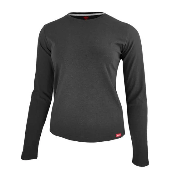 Dressa Premium hosszú ujjú környakú női pamut póló-sötétszürke (S-XXL)