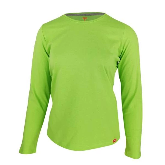 Dressa Premium hosszú ujjú környakú női pamut póló- lime (S-XXL)