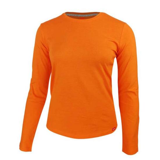 Dressa Premium hosszú ujjú környakú női pamut póló-narancs (S-XXL)