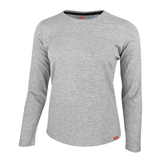 Dressa Premium hosszú ujjú környakú női pamut póló-melírszürke (S-XXL)