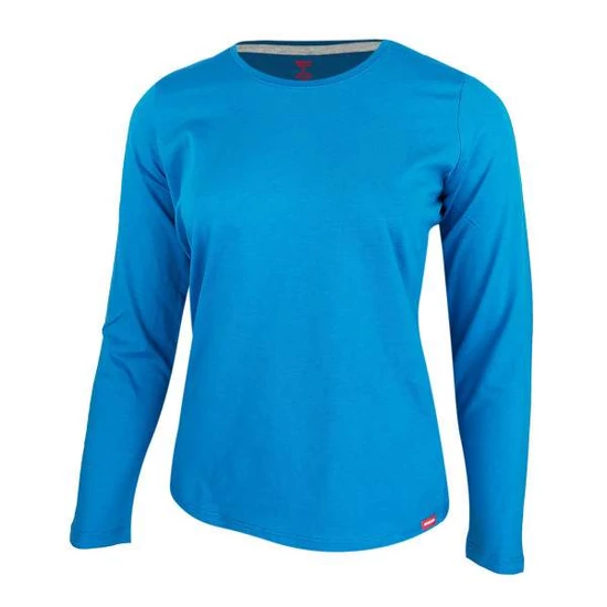 Dressa Premium hosszú ujjú környakú női pamut póló-trópusi kék (S-XXL)