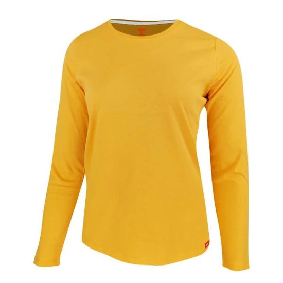 Dressa Premium hosszú ujjú környakú női pamut póló-sárga (S-XXL)