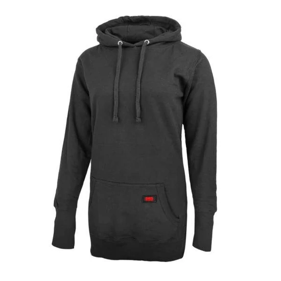 Dressa DRS Casual kenguruzsebes női pamut hosszú kapucnis pulóver - fekete (XS-XL)