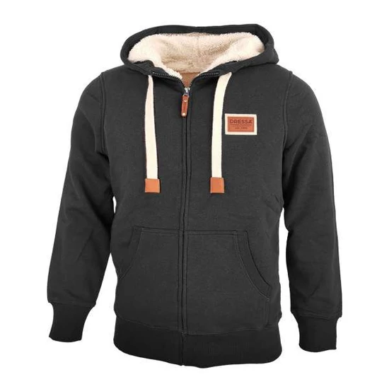 Dressa Home cipzáros kapucnis sherpa bundás bélelt pulóver - fekete (S-XXL)