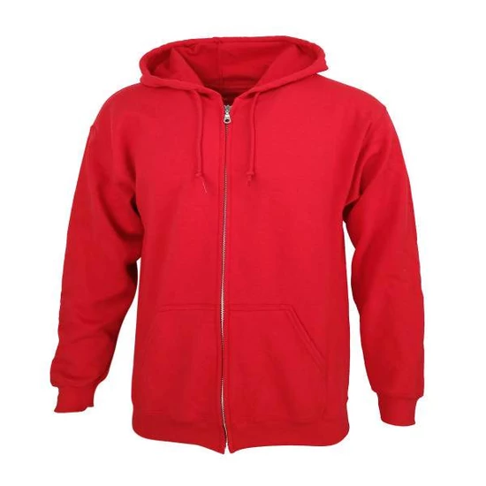 Dressa Vintage cipzáros pamut kapucnis pulóver - piros (S-XXL)
