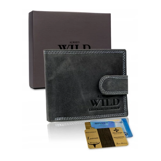 FÉRFI BŐR PÉNZTÁRCA N0035L-CHM FEKETE-RFID VÉDELEMMEL-KICSI MÉRET