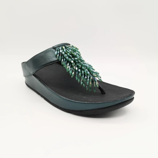 FITFLOP női bőr magastalpú papucs -zöld (39)   