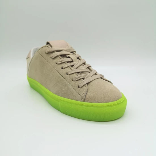 SUPERFETCH női bőr (velúr) sneaker sportos cipő -drapp-neon (39-41)