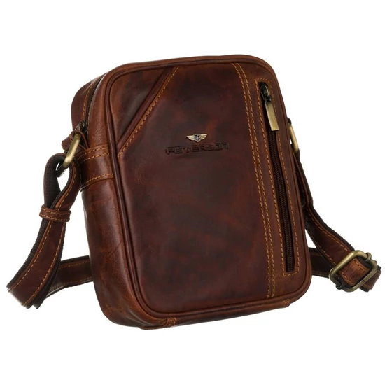 Peterson férfi bőr oldaltáska Ptn Tb-8023-Com-4931 Cognac