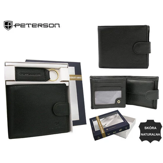 Peterson Férfi Bőr Pénztárca Szett + Kulcstartóval Set-M-N994L-D-1930 Black