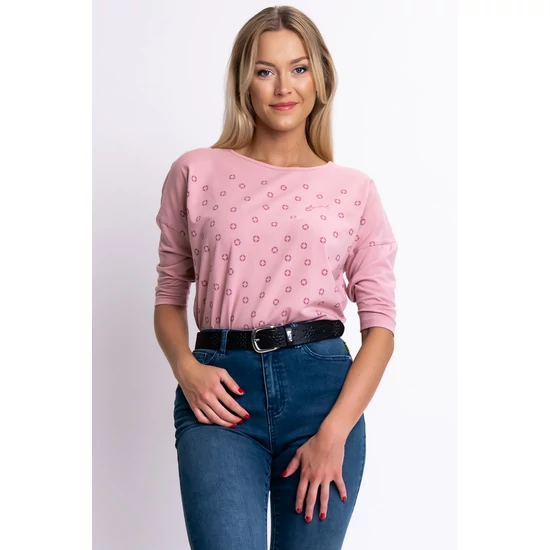 Budmil női 3/4-es ujjú lezser fazonú póló - púder (S-2XL)
