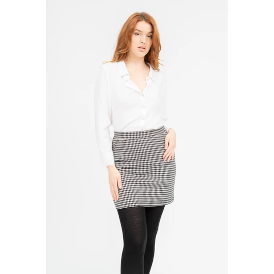 Budmil női mintás szoknya - fekete-fehér (S-XL)