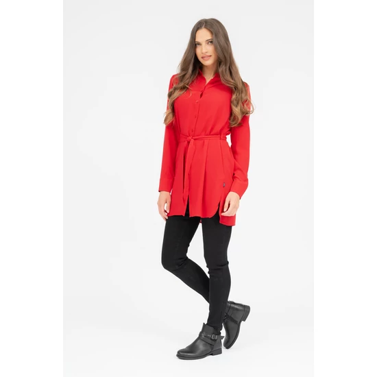 Budmil női hosszú ujjú blúz - piros (XS-3XL)