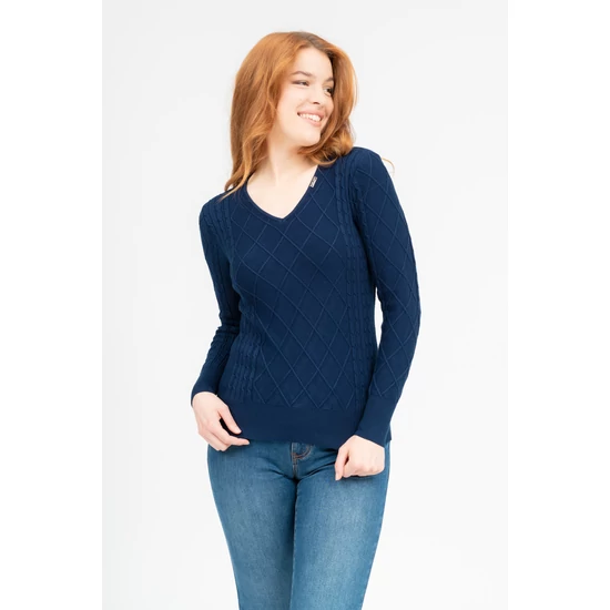 Budmil női vékony kötött pulóver - sötétkék (XS-XXL)