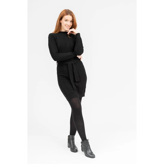 Budmil női karcsúsított kötött ruha - fekete (XS-XXL)