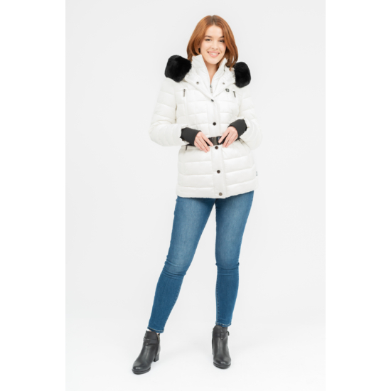 Budmil női kapucnis vastag téli kabát - fehér (XS-XXL)