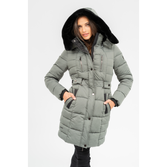 Budmil női kapucnis vastag téli kabát - szürke (XS-3XL)