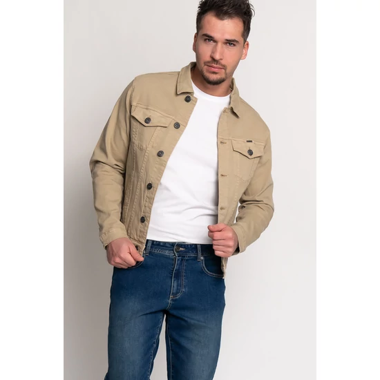 Budmil férfi farmerdzseki - drapp (S-3XL)