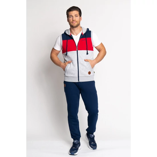Budmil férfi kapucnis mellény - sötétkék (M-3XL)