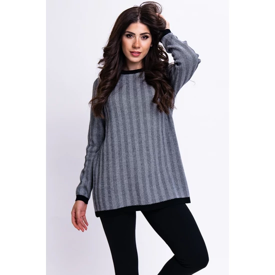 Budmil női kötött pulóver - feketemelír (XS-3XL)