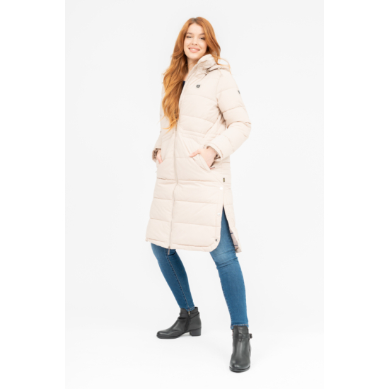Budmil női hosszú téli kabát - bézs (XS-XXL)