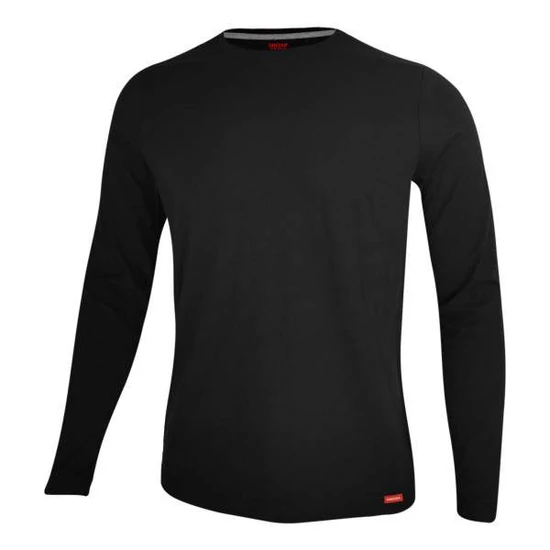 Dressa Premium hosszú ujjú környakú férfi pamut póló-fekete (S-4XL)