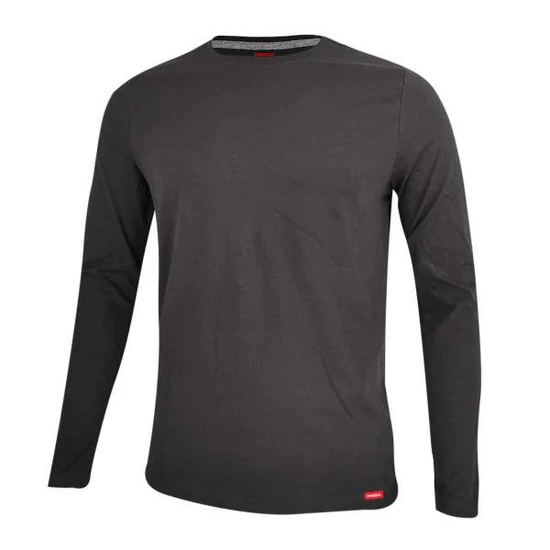 Dressa Premium hosszú ujjú környakú férfi pamut póló-sötétszürke (S-4XL)