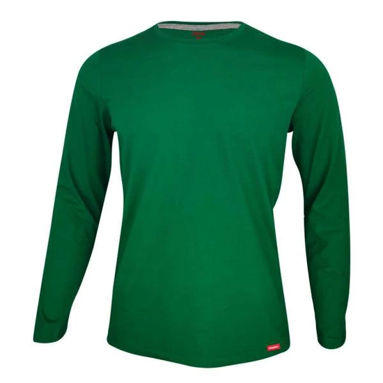 Dressa Premium hosszú ujjú környakú férfi pamut póló-kelly zöld (S-4XL)