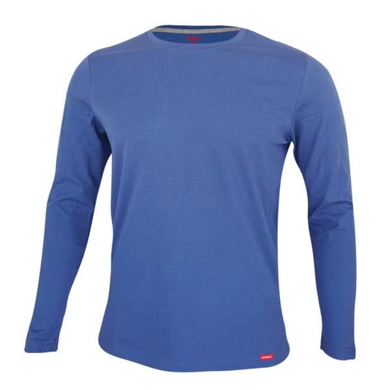 Dressa Premium hosszú ujjú környakú férfi pamut póló-világos királykék (S-4XL)