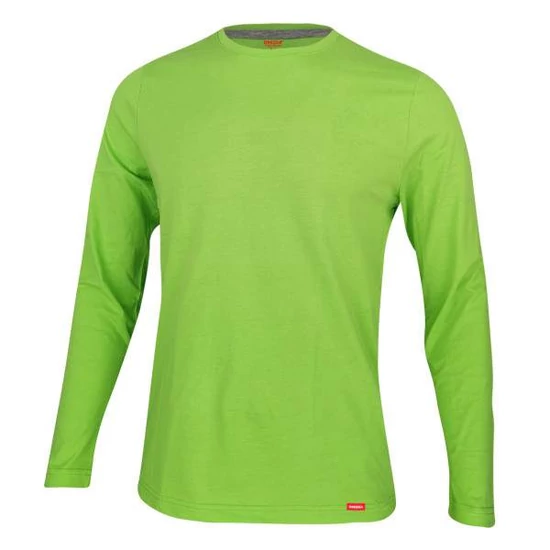 Dressa Premium hosszú ujjú környakú férfi pamut póló-lime (S-4XL)