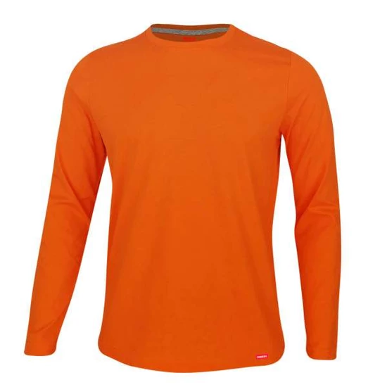 Dressa Premium hosszú ujjú környakú férfi pamut póló-narancs (S-4XL)