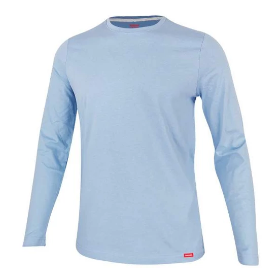 Dressa Premium hosszú ujjú környakú férfi pamut póló-világoskék (S-4XL)
