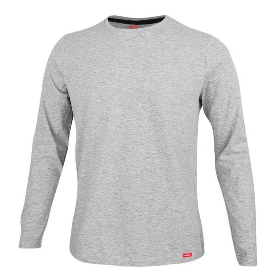 Dressa Premium hosszú ujjú környakú férfi pamut póló-melírszürke (S-4XL)