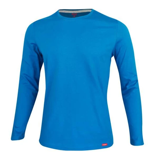 Dressa Premium hosszú ujjú környakú férfi pamut póló-trópusi kék (S-4XL)