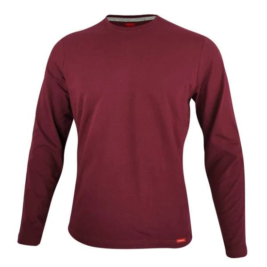 Dressa Premium hosszú ujjú környakú férfi pamut póló-bordó (S-4XL)