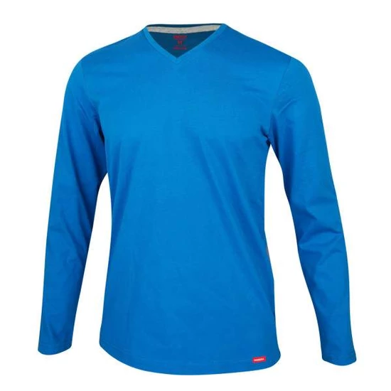 Dressa Premium hosszú ujjú V nyakú férfi pamut póló -trópusi kék (S-4XL)