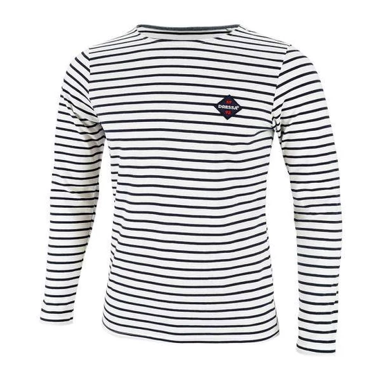 Dressa Sailor csíkos férfi hosszú ujjú pamut póló - fehér (S-3XL)