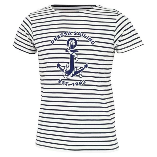 Dressa Sailor csíkos horgony mintás rövid ujjú férfi pamut póló - fehér (S-3XL)