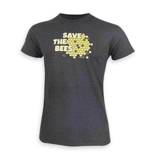 Dressa Save The Bees méhecskés biopamut férfi póló - sötétszürke (S-3XL)
