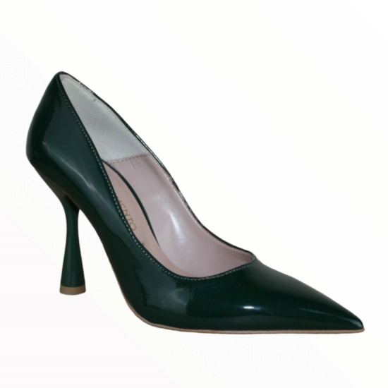 RINASCIMENTO női magassarkú cipő -sötétzöld lakk (37)