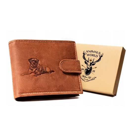 FÉRFI BŐR PÉNZTÁRCA   N992L-CHM-DOG-1-7605 Cognac - VILÁGOS BARNA