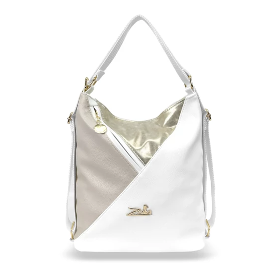 Zellia Női Válltáska/Hátizsáká Alakítható 24039 Fehér-Beige-Arany